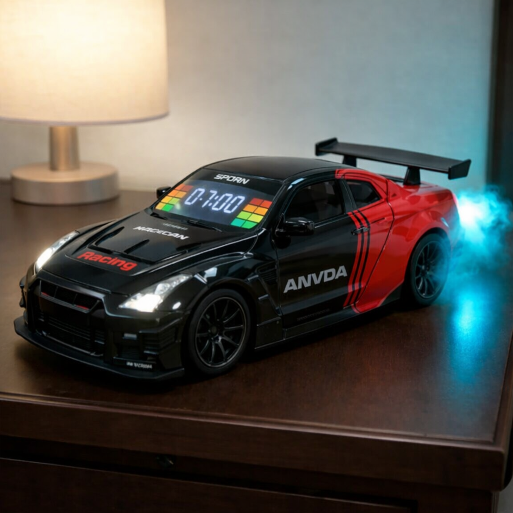 Hypercar Alarm Clock with Engine Sound, Exhaust Effect & LED Lights – Desk Gift for Car Lovers(Production Time:4 Working days)