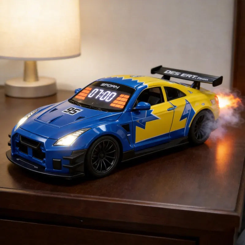 Hypercar Alarm Clock with Engine Sound, Exhaust Effect & LED Lights – Desk Gift for Car Lovers(Production Time:4 Working days)