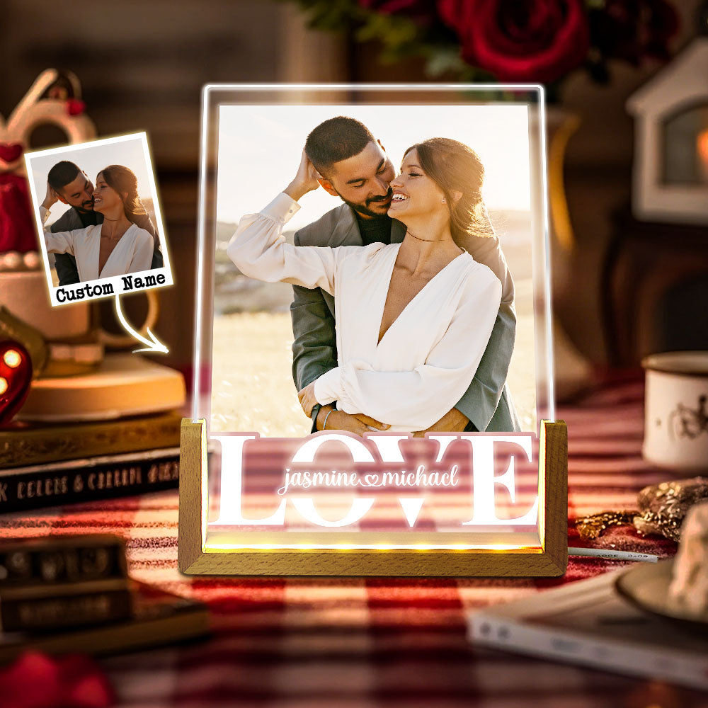 Personalizowana lampka nocna z kolażem zdjęć dla pary na rocznicę lub walentynki