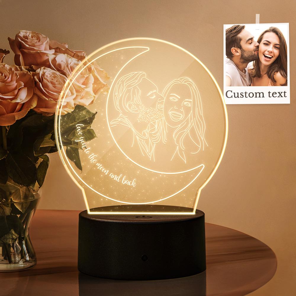 Personalizowana lampa 3D LED z kolorowym księżycem dla pary na prezent