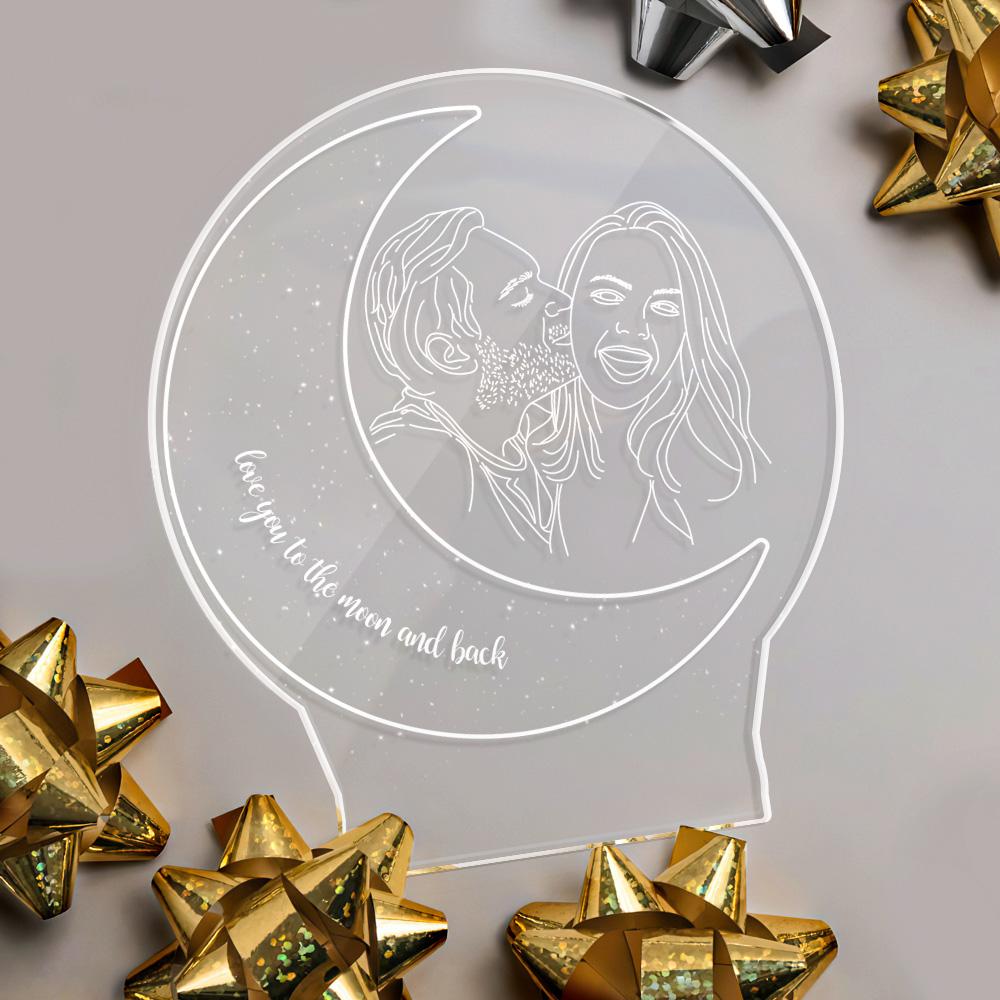 Personalizowana lampa 3D LED z kolorowym księżycem dla pary na prezent