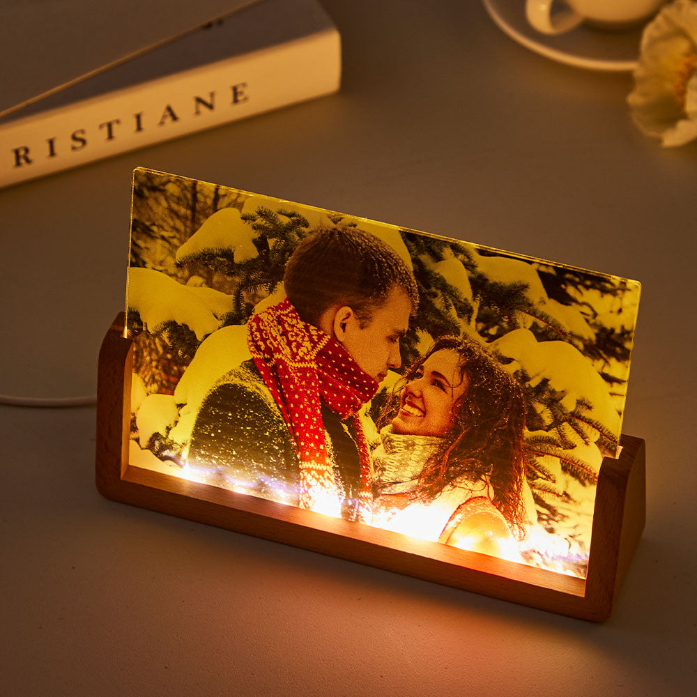 Personalizowana lampka nocna z akrylu na rocznicę dla pary z własnym zdjęciem