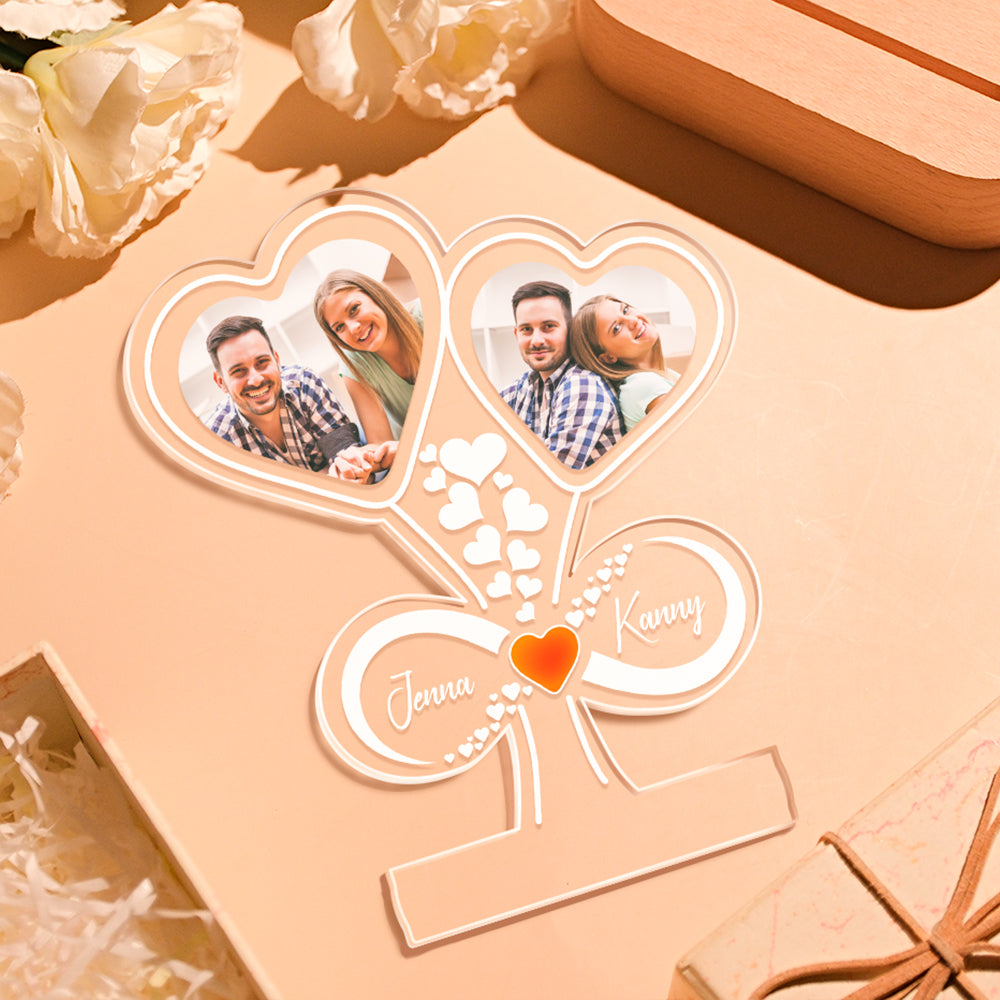 Personalizowana lampa LED w kształcie serca z imionami dla pary na rocznicę