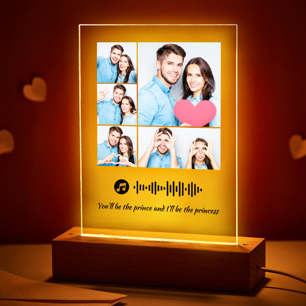 Personalizowana tablica ze zdjęciem i kodem muzycznym, prezent dla ukochanej