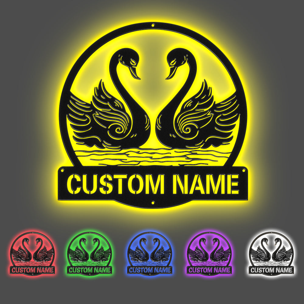 Personalizowana metalowa dekoracja ścienna dla pary z oświetleniem LED na prezent