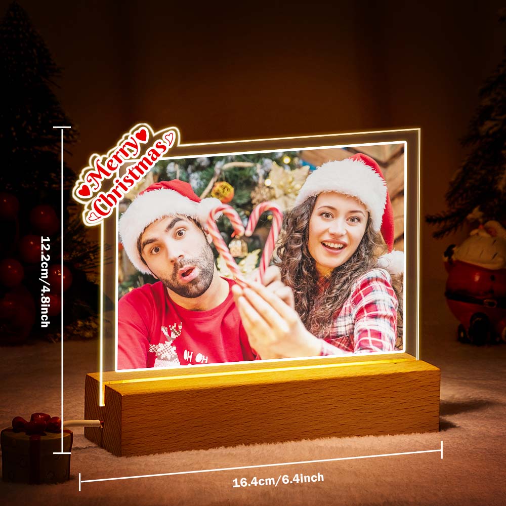 Personalizowana lampka LED z zdjęciem na biurko dla pary na Święta