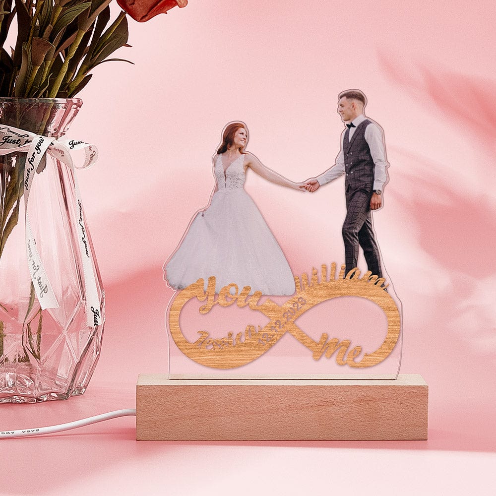 Personalizowana lampka nocna z zdjęciem dla pary na Walentynki