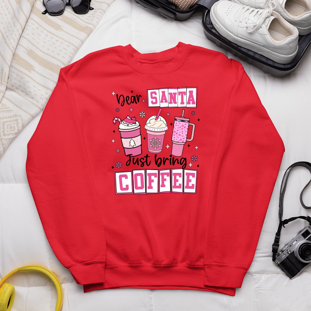 Bluza Unisex Dear Santa Just Bring Coffee