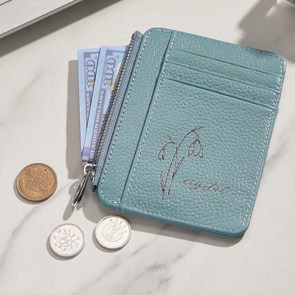 Portfel na Dzień Babci z imieniem i kwiatem urodzinowym, prezent dla babci