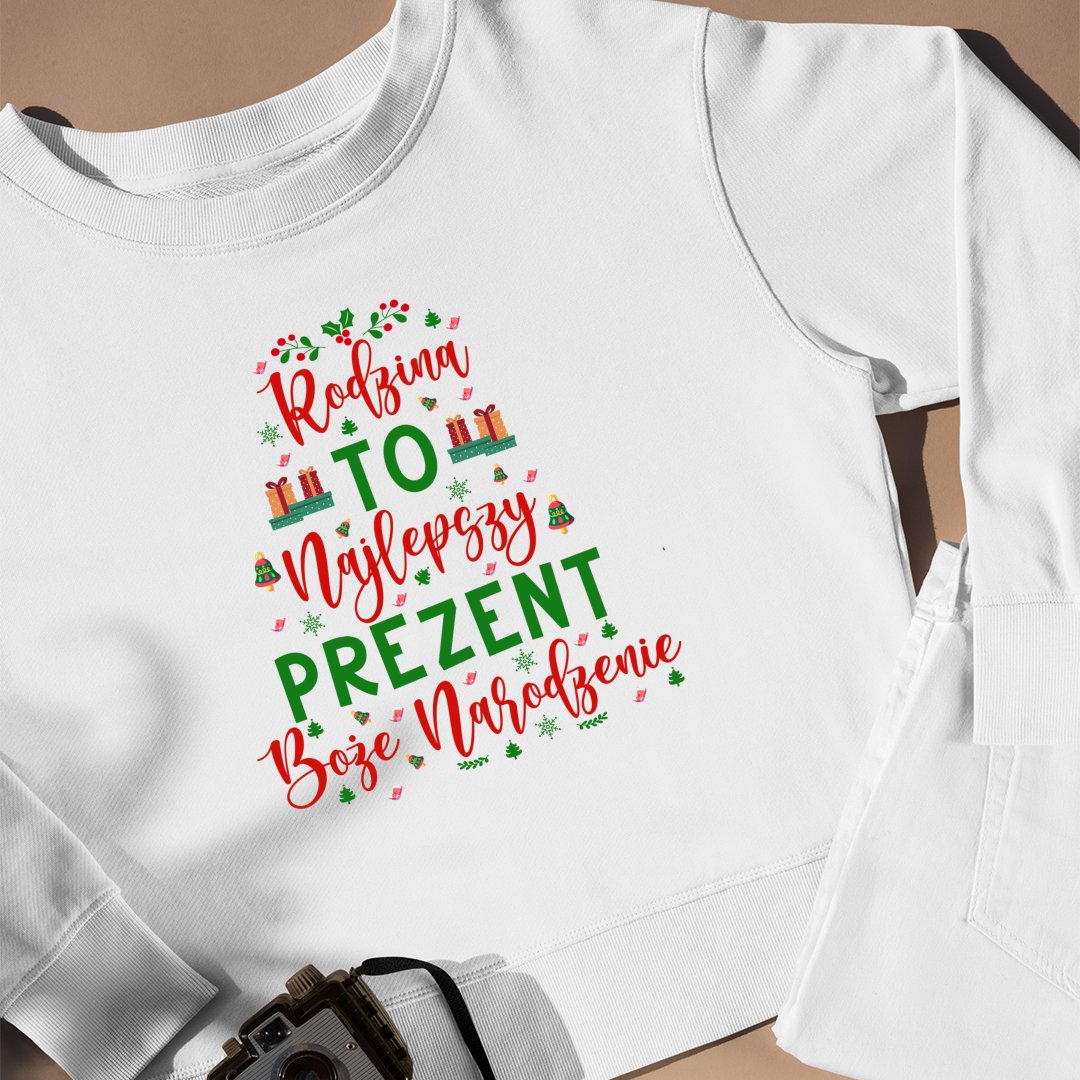 Bluza Unisex Rodzina To Najlepszy Prezent Na Boże Narodzenie