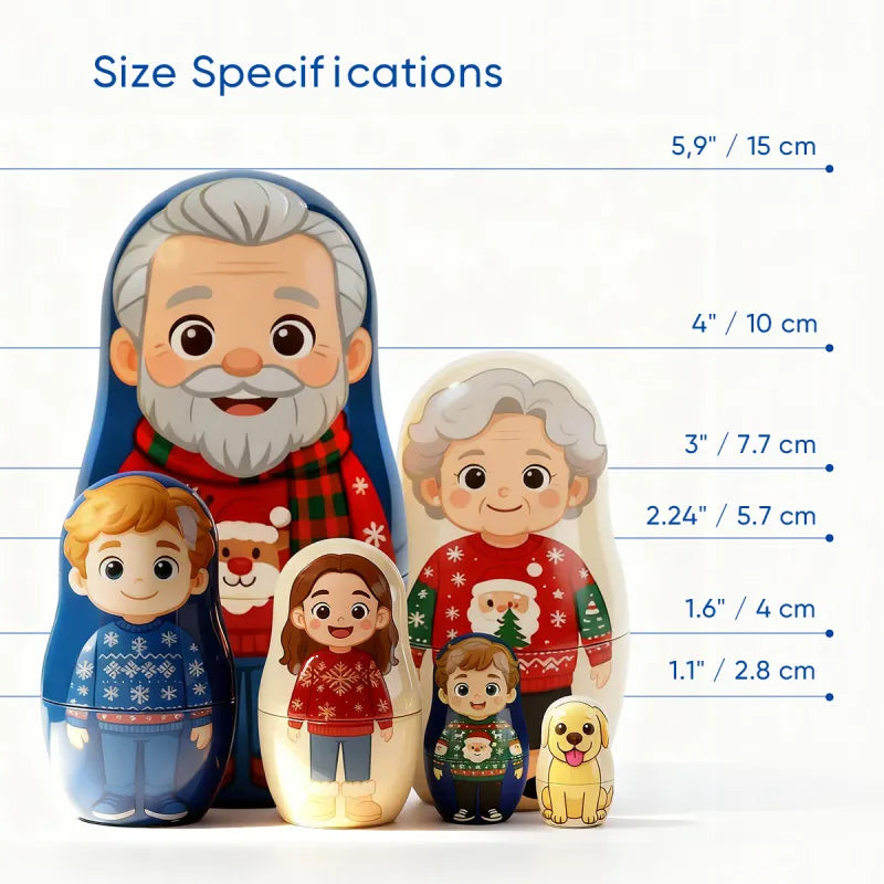 Personalized Portrait Nesting Doll Custom Photo Family Portrait Cartoon Style Gift Photo Christmas Gift