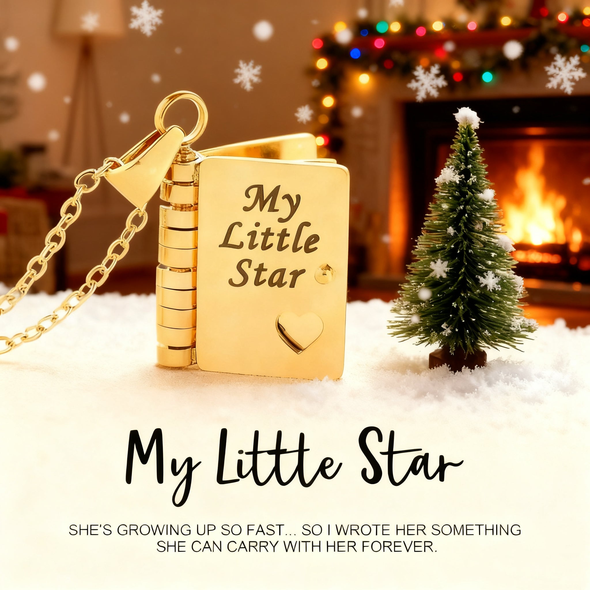 Personalized My Little Star Book Necklace – A Letter to My Daughter in a Locket, Adjustable Pendant with Message Inside, Meaningful Jewelry