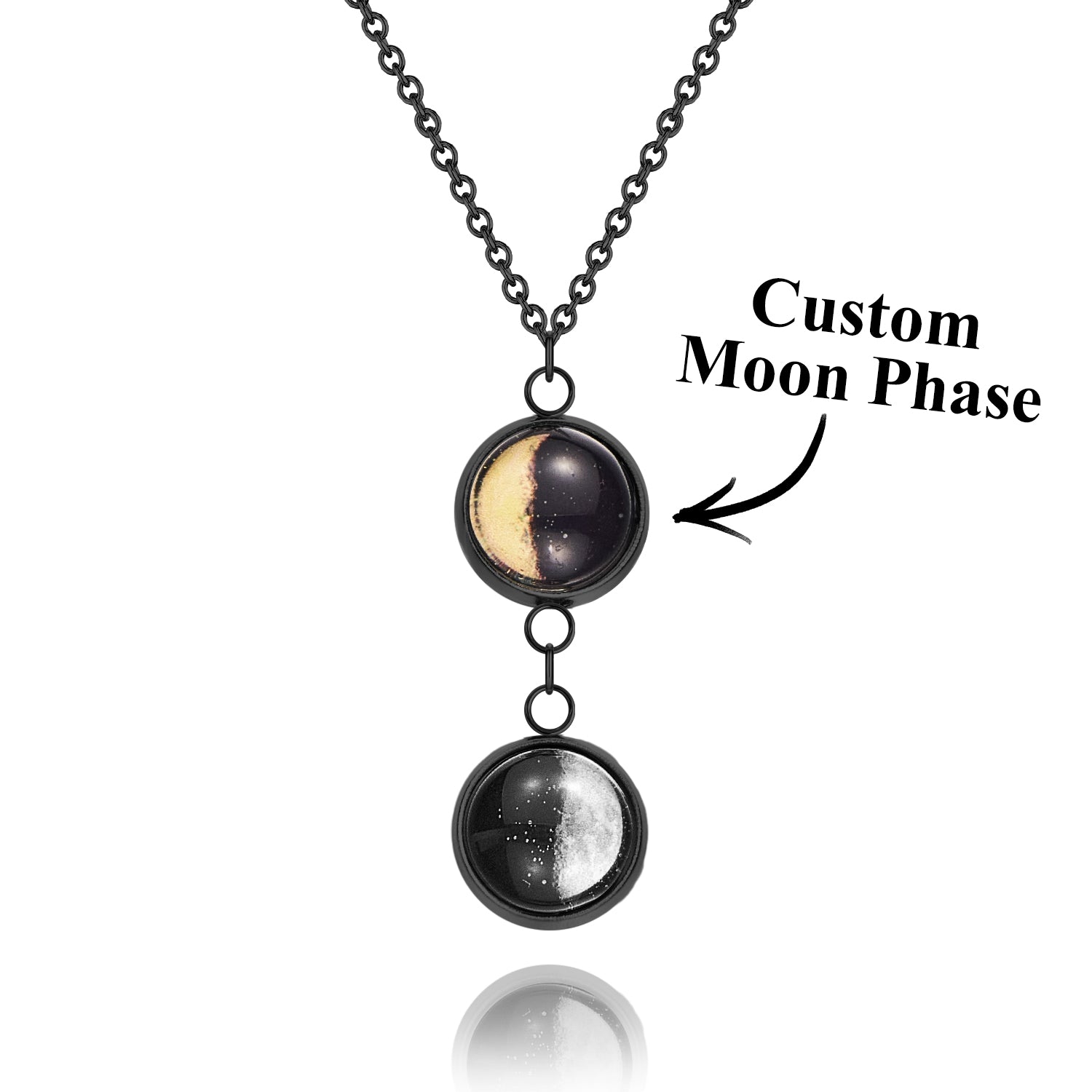 Custom Double Moon Phase Necklace Luminous Necklace Gift for Her