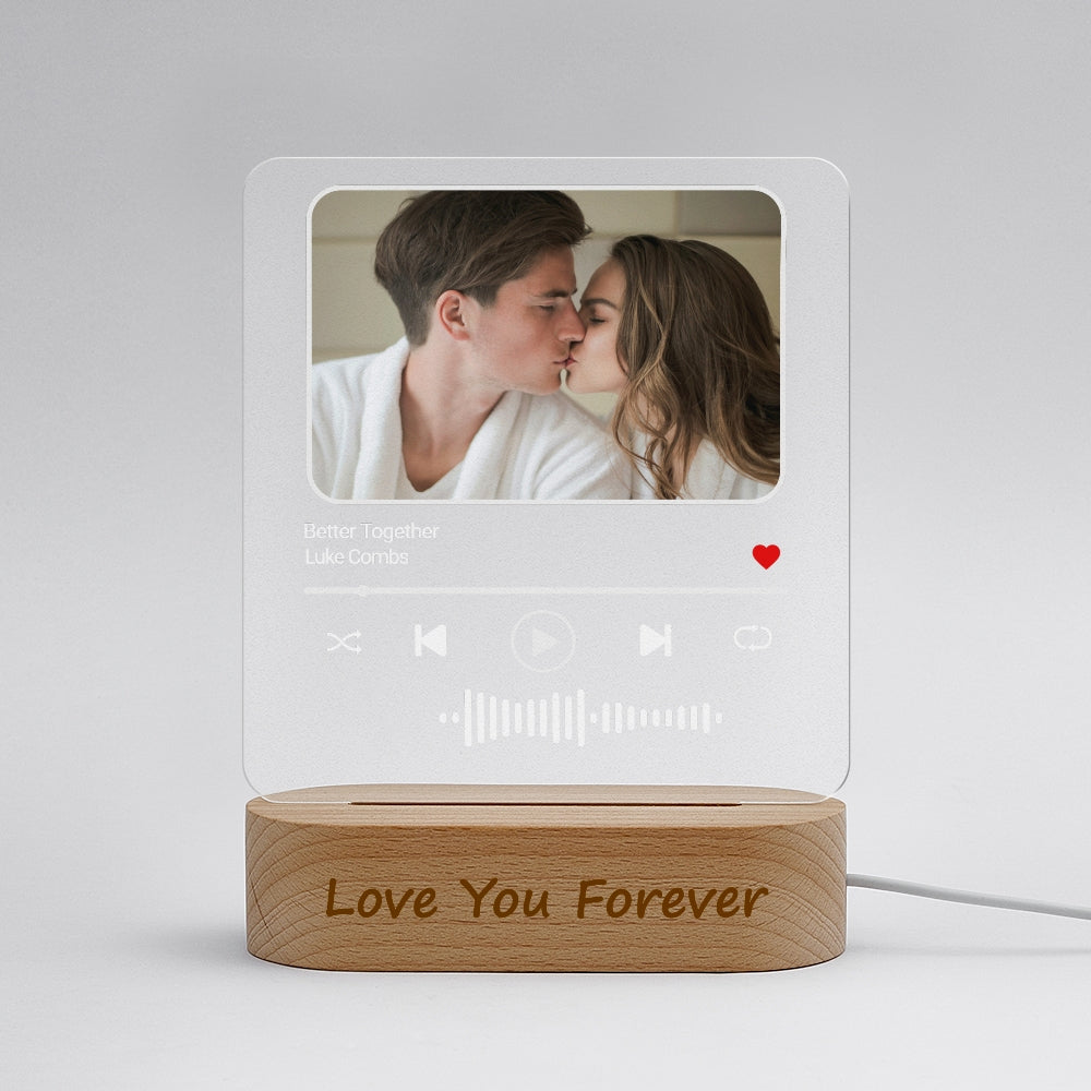 Personalizowana lampka nocna z kodem muzycznym, prezent na rocznicę