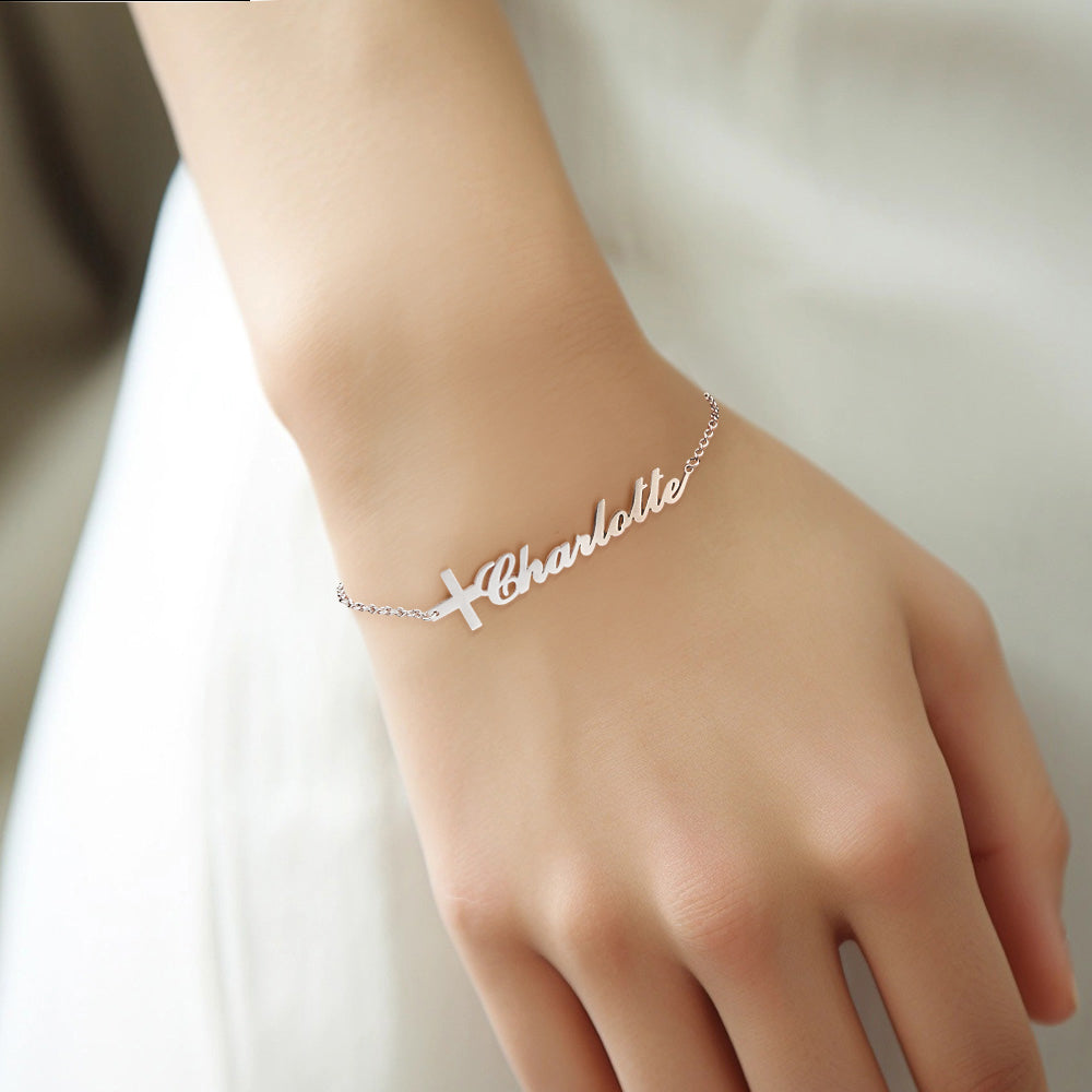 Custom Name Cross Bracelet | Personalized Jewelry for Unique Style