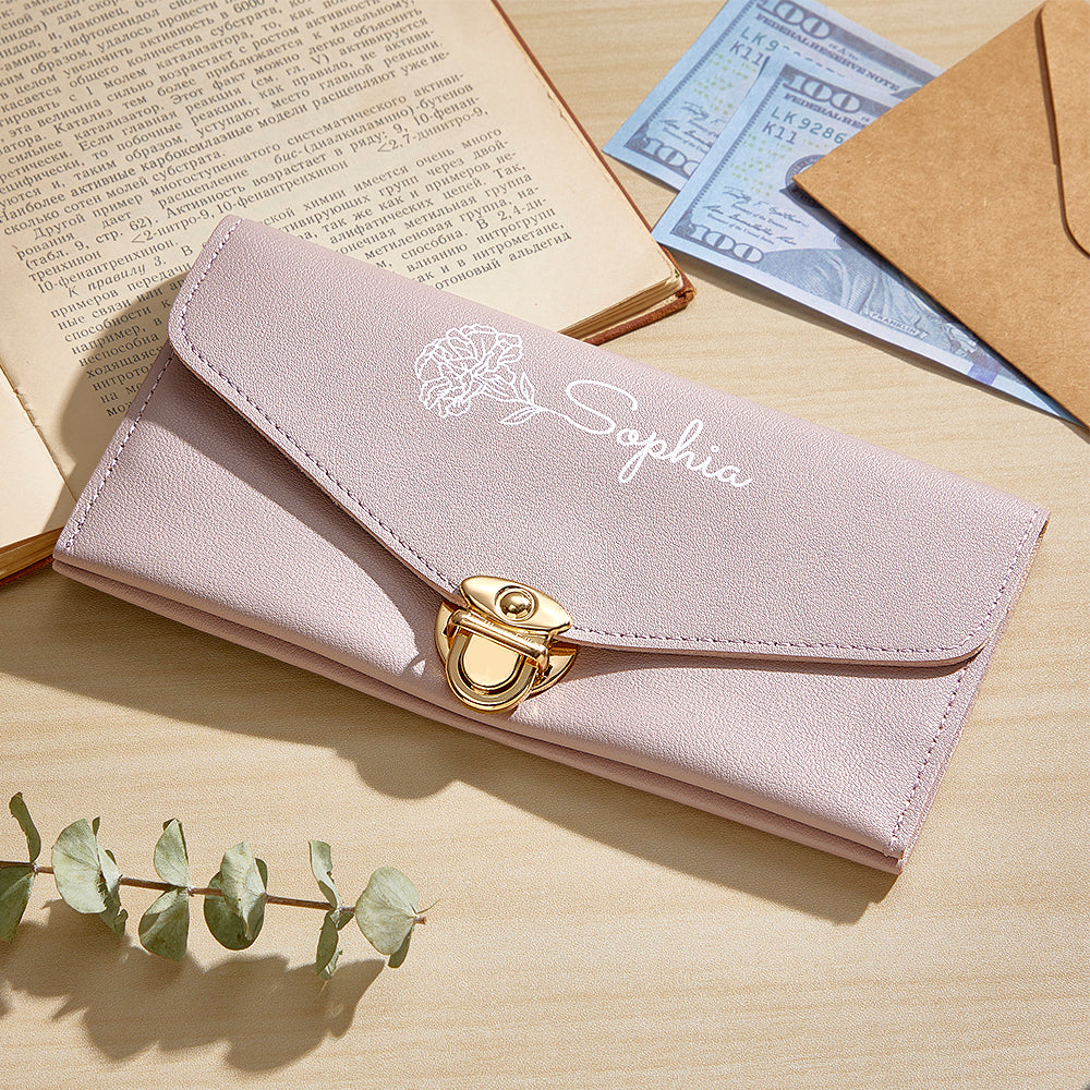 Portfel na Dzień Babci - prezent dla babci z imieniem i kwiatem urodzinowym