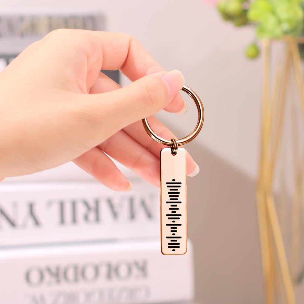 Single Side Engraved Stainless Steel Scannable Code Music Keychain