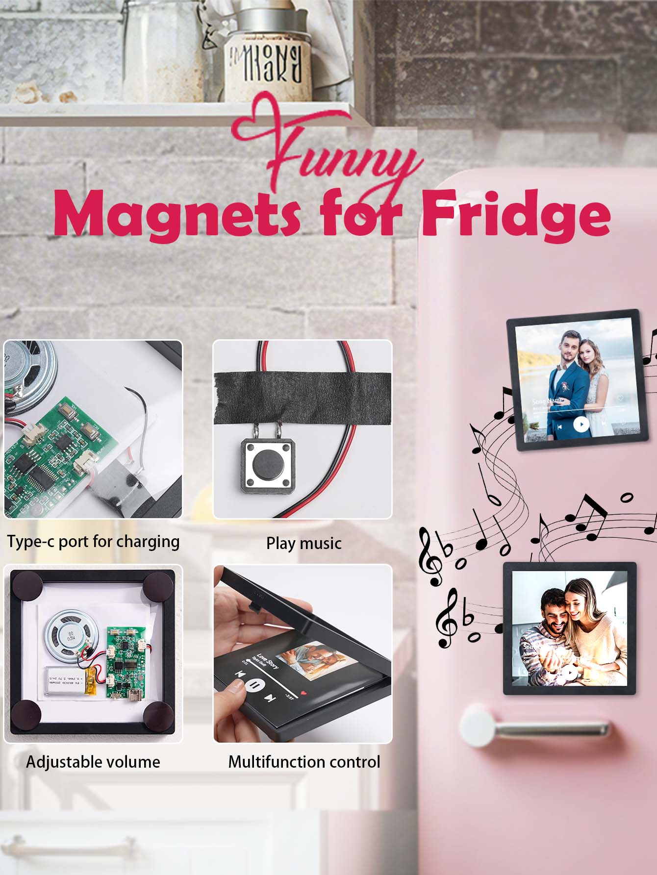 Customizable Photo Music Fridge Magnet for Personalized Gifts