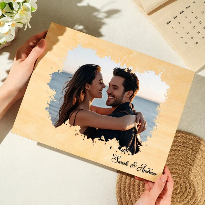Personalizowany portret pary na drewnie, idealny prezent na rocznicę