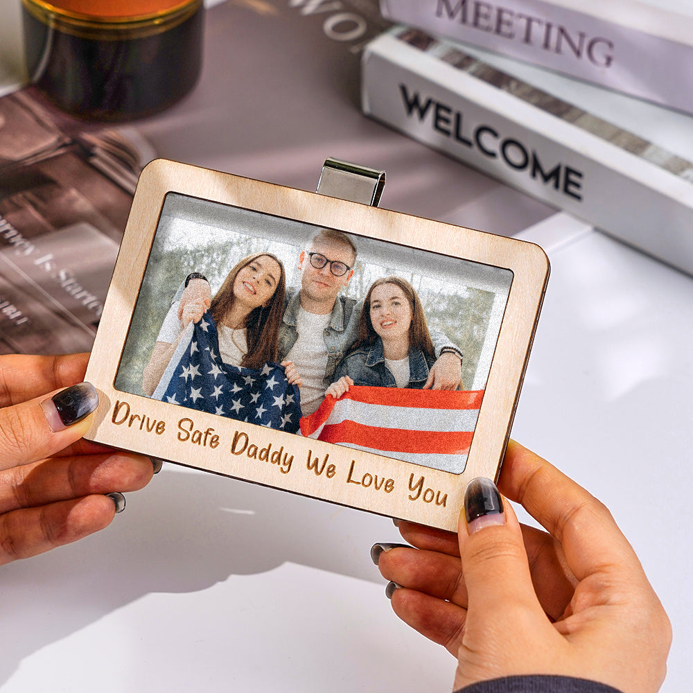 Personalizowana ramka na zdjęcie z klipsem do osłony przeciwsłonecznej