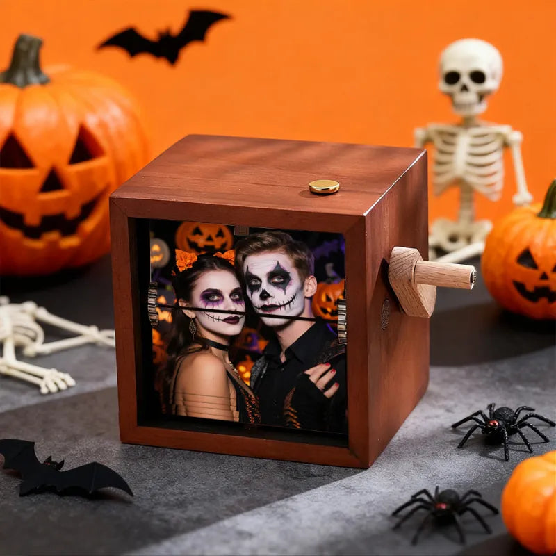 Ramka na zdjęcia w formie flipbooka na Halloween z ręcznym napędem i podświetleniem