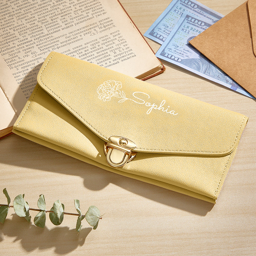 Portfel na Dzień Babci - prezent dla babci z imieniem i kwiatem urodzinowym