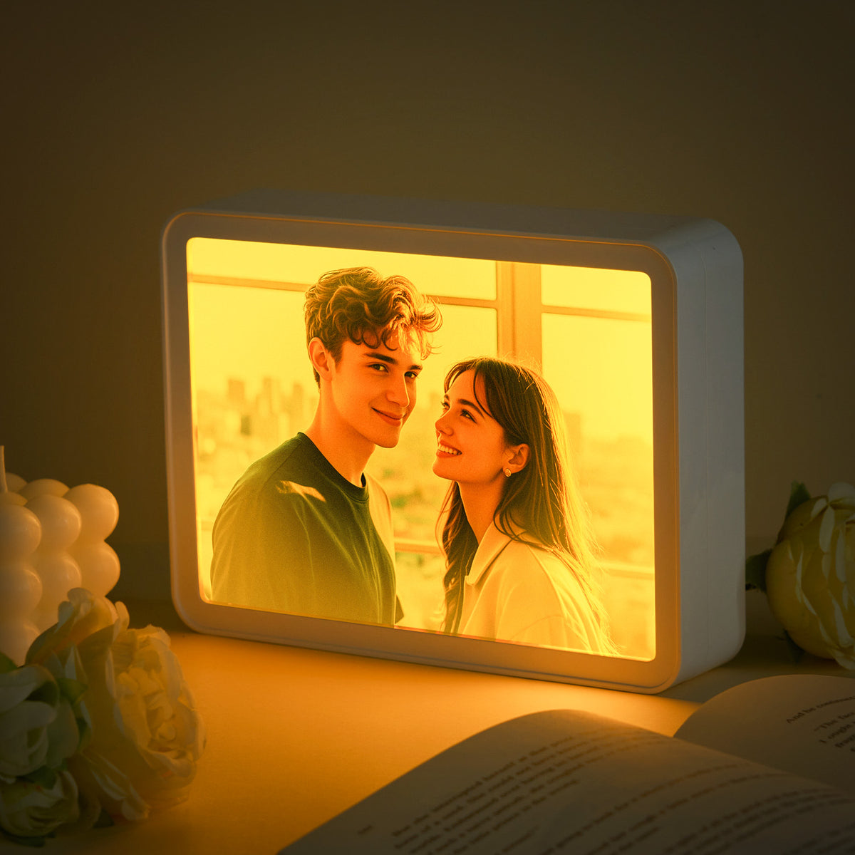 Custom Photo Bluetooth Speaker Music Mirror Lamp – Personalized Christmas Gift with Light & Sound