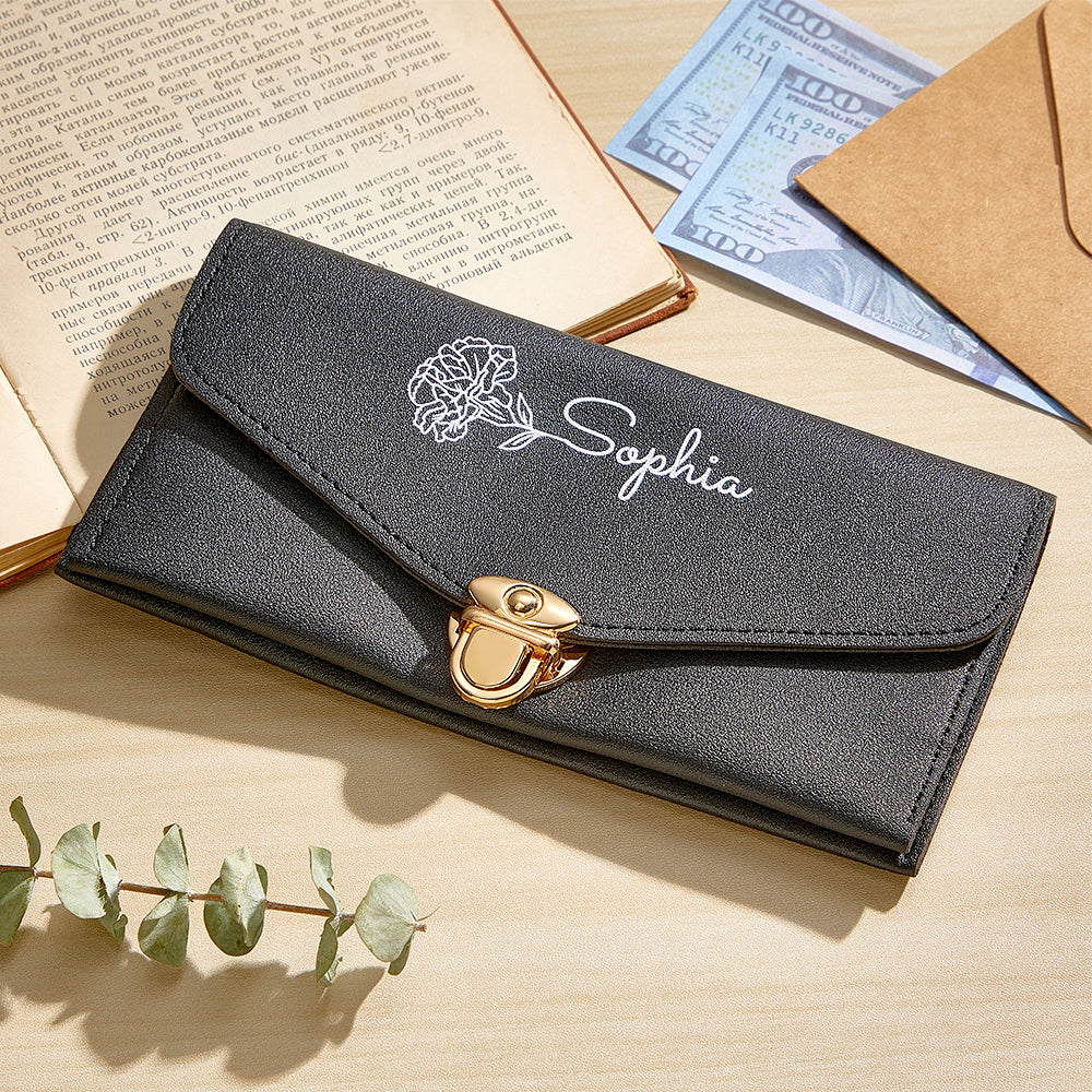 Portfel na Dzień Babci - prezent dla babci z imieniem i kwiatem urodzinowym