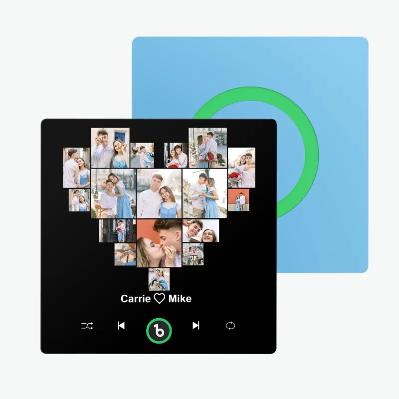 FridgeBeats Frameless Custom Photos Name with Heart Music Fridge Magnet Sticker Special for Valentine's Day New 4.0 Upgrade