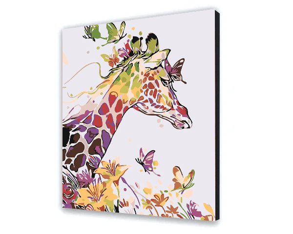 Żyrafa I Motyle - Malowanie po numerach
