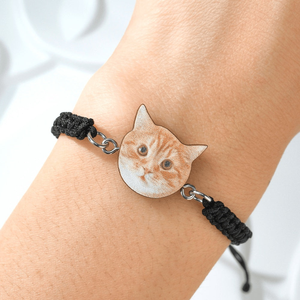 Personalized Pet Portrait Adjustable Braided Bracelet Birthday Gift for Pet Lover