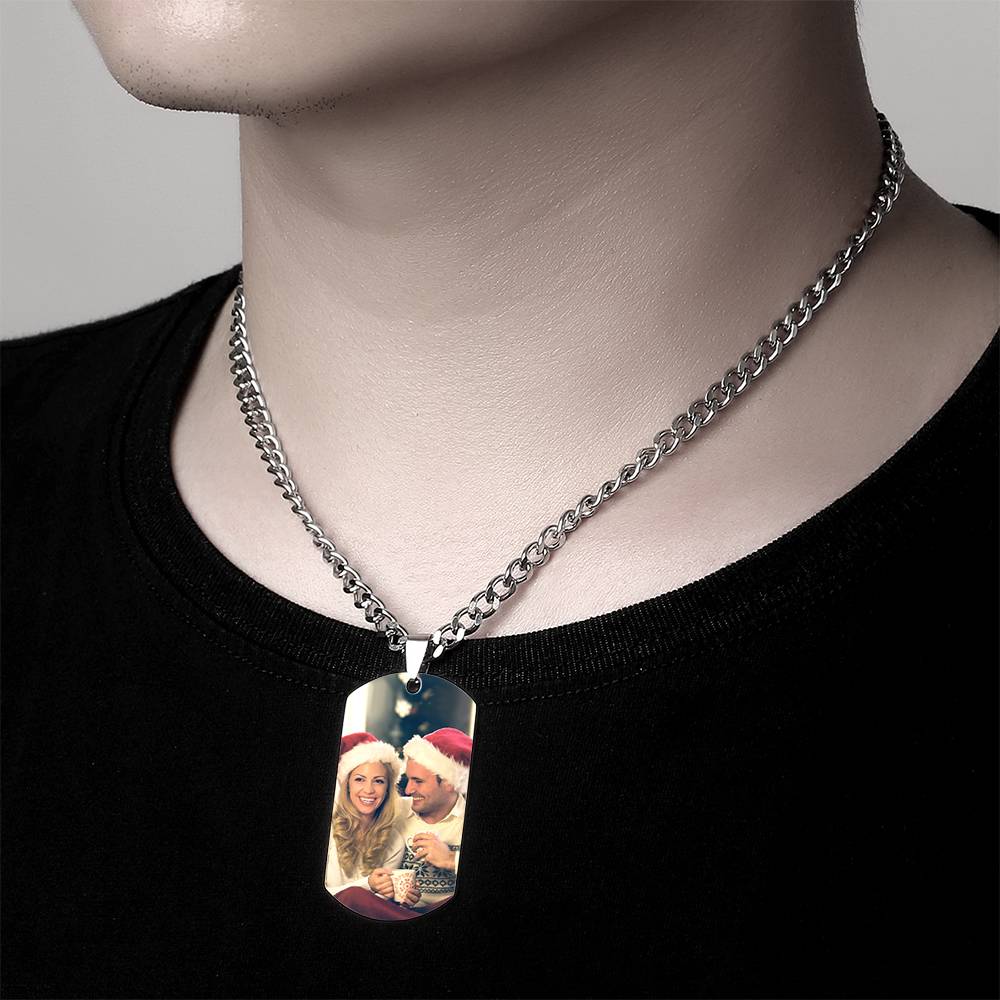 Naszyjnik Wojskowy Dog Tags ze Zdjęciem dla Mężczyzn