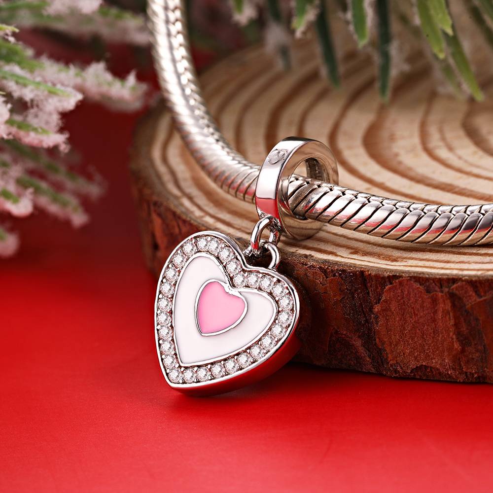 Custom Photo Dangle Heart Charm For Bracelet Jewelry Making
