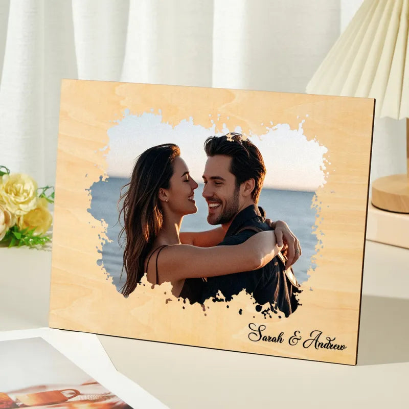 Personalizowany portret pary na drewnie, idealny prezent na rocznicę