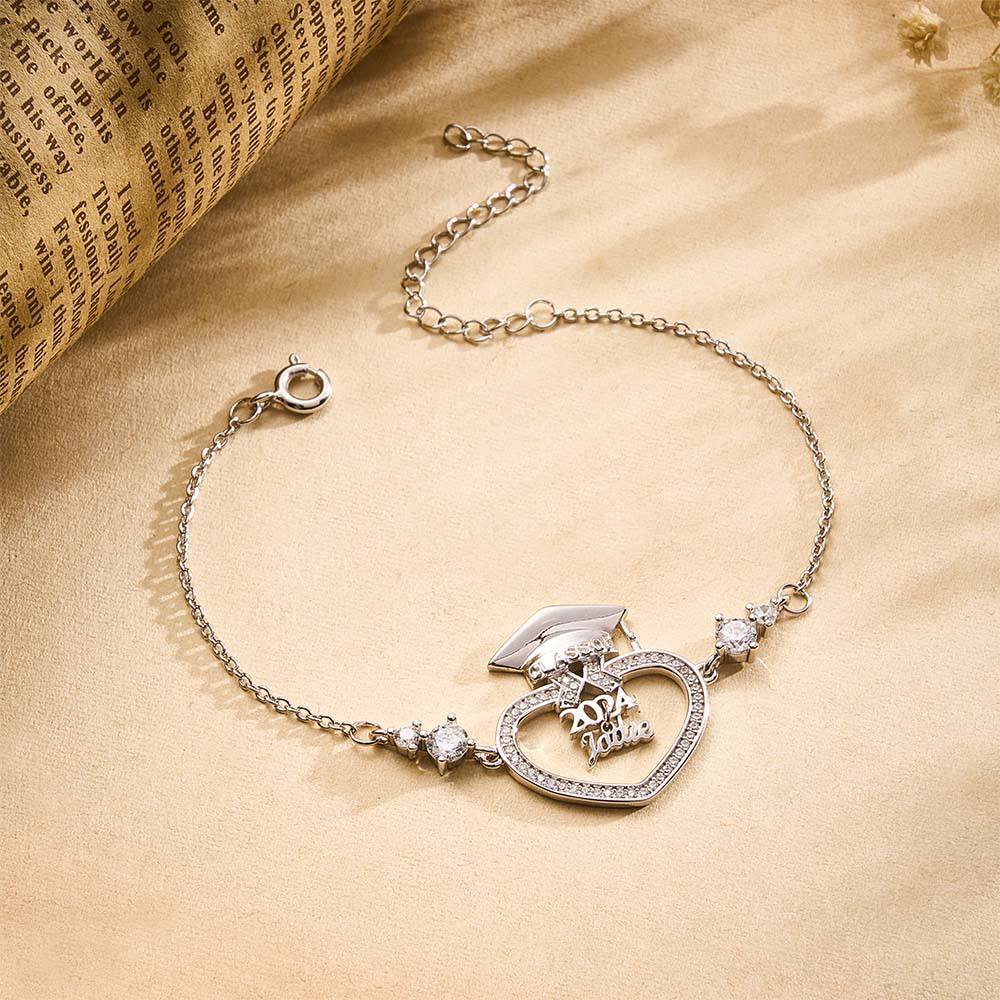Personalized Graduation Cap Bracelet with Name for Class of 2024 Graduation Gift for Her