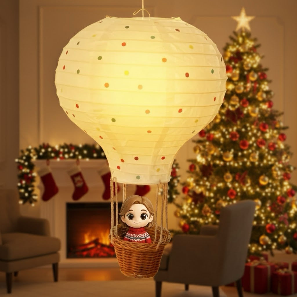 Custom Cute 3D Mini Figure Hot Air Balloon Night Light Room Desk Figurine Based on Your Picture Birthday Gift Christmas Gift