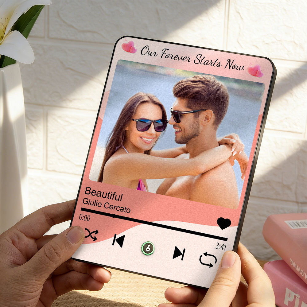 Personalizowana tablica muzyczna z zdjęciem na prezent dla ukochanej na Walentynki