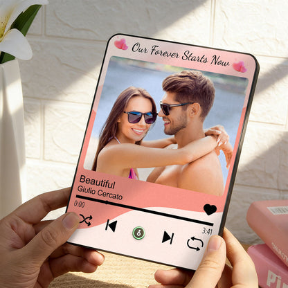 Personalizowana tablica muzyczna z zdjęciem na prezent dla ukochanej na Walentynki