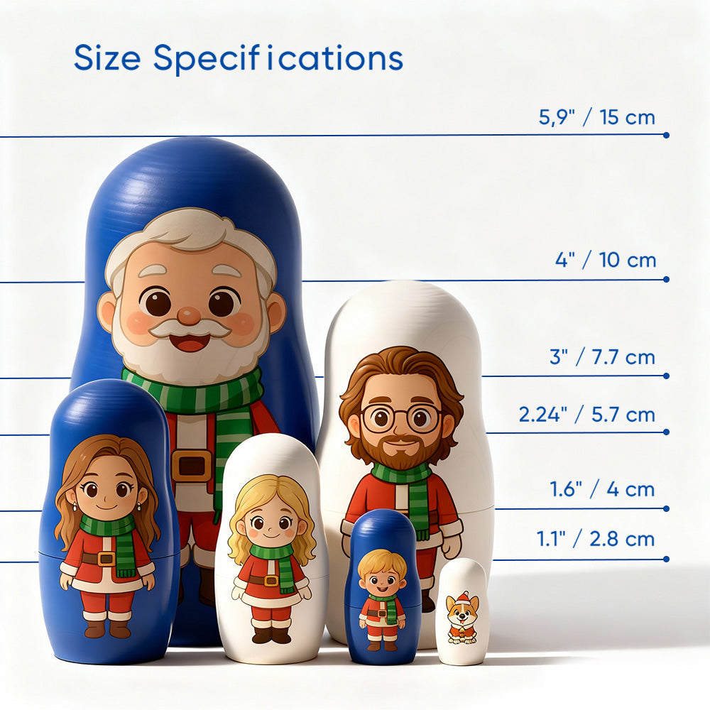 Personalized Portrait Nesting Doll Custom Photo Family Portrait Cartoon Style Gift Photo Christmas Gift