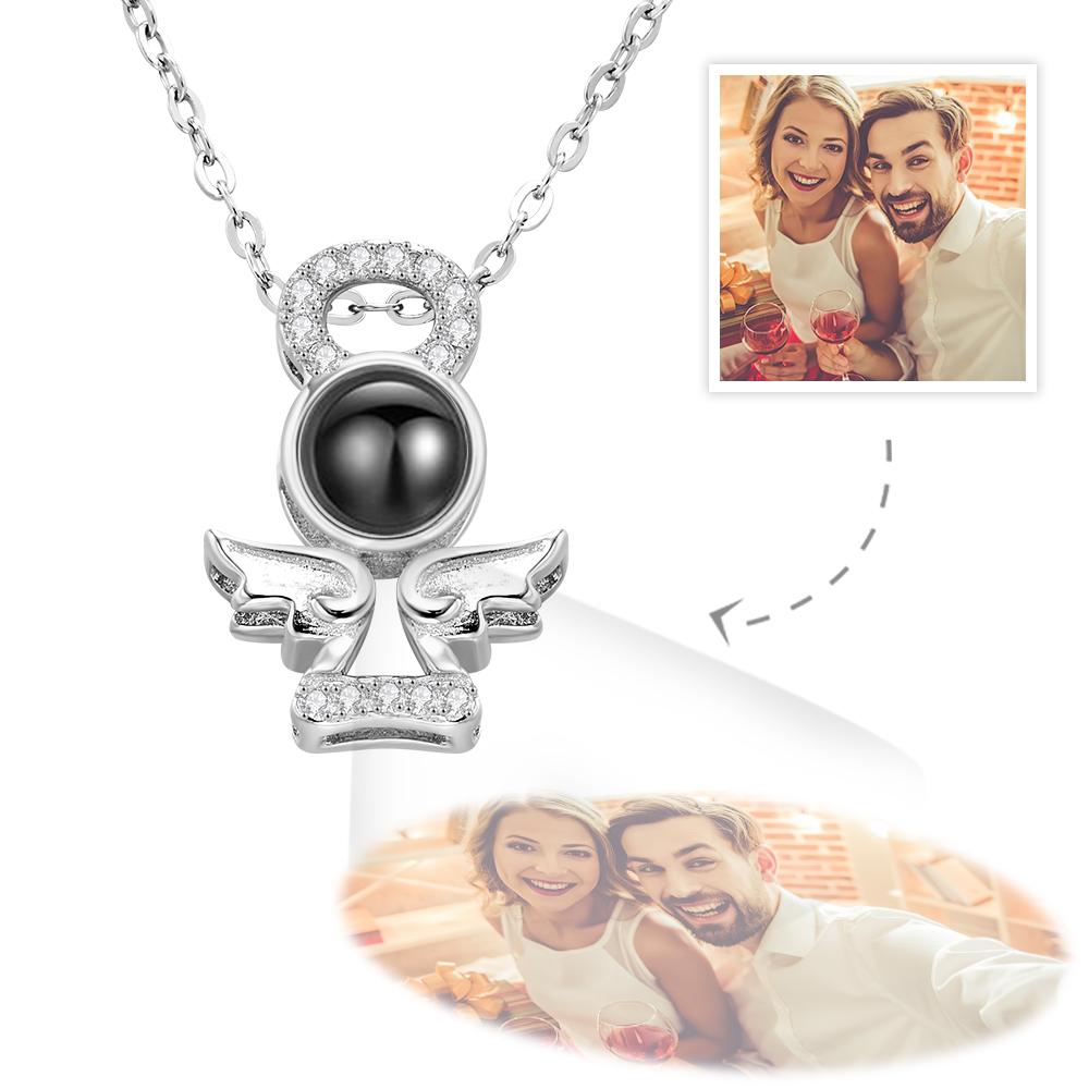 Personalized Guardian Angel Color Photo Projection Necklace