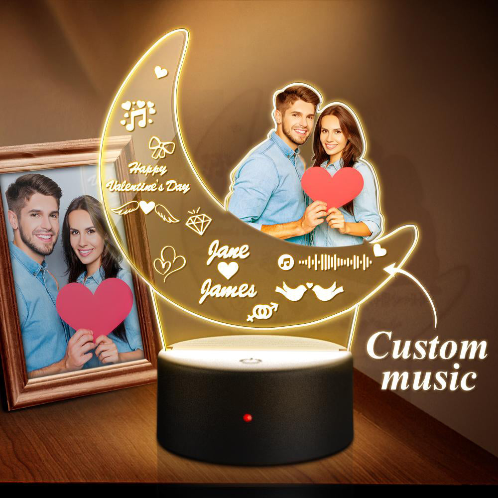 Personalizowana szklana lampka nocna z grawerem zdjęcia na prezent dla niej