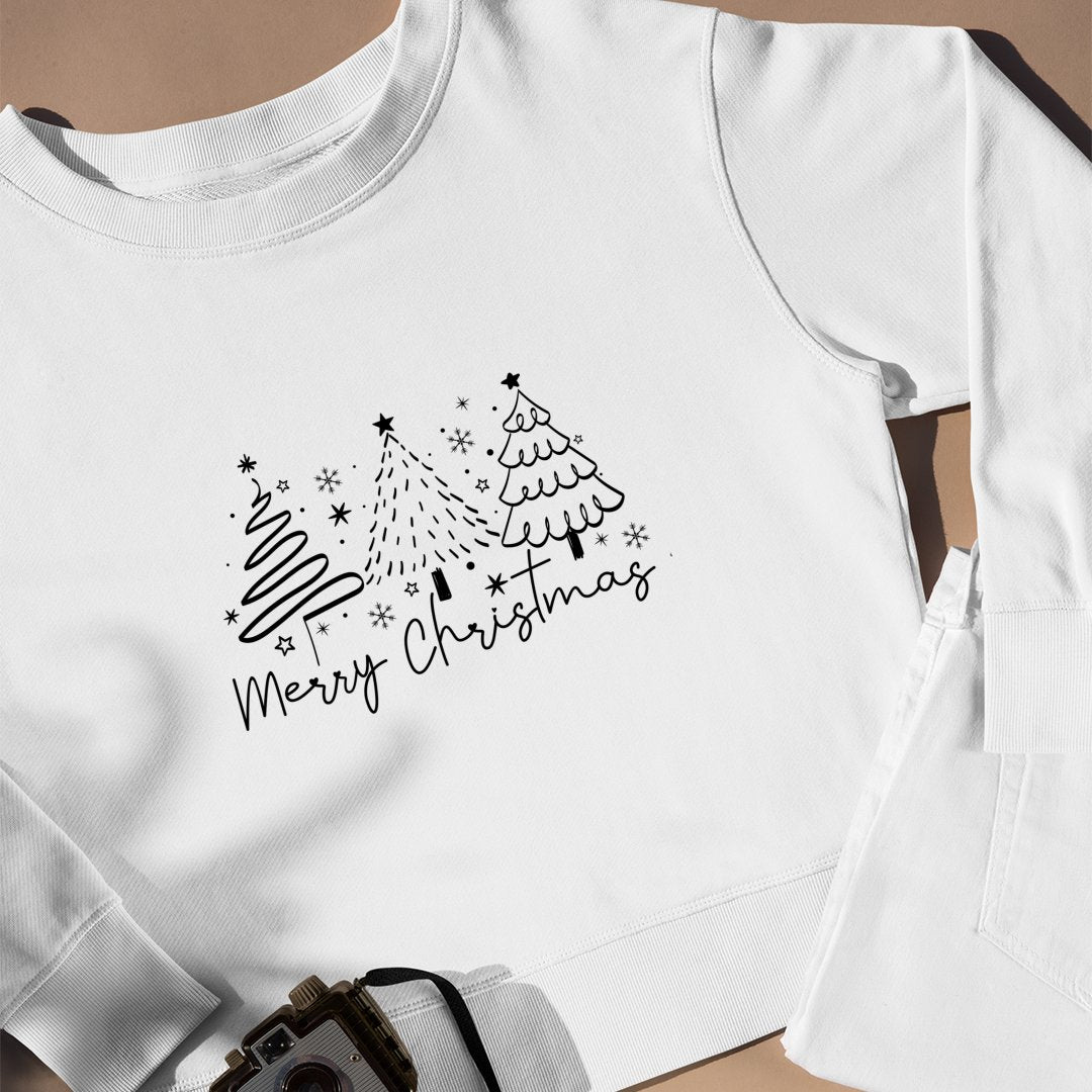 Bluza Unisex Merry Christmas Christmas Tree Hand Drawn