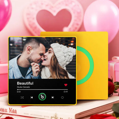 Personalizowany magnes na lodówkę z muzyką i zdjęciem, prezent na Walentynki