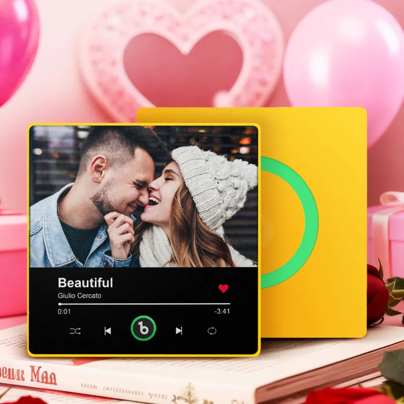 Personalizowany magnes na lodówkę z muzyką i zdjęciem, prezent na Walentynki