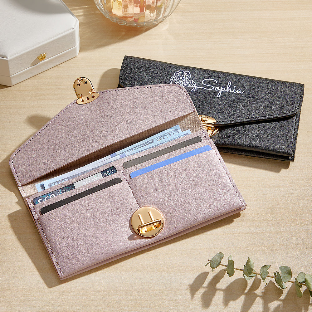 Portfel na Dzień Babci - prezent dla babci z imieniem i kwiatem urodzinowym