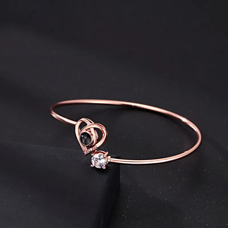 Custom Projection Bracelet Personalized Photo Bracelet Heart Jewelry Gift for Her