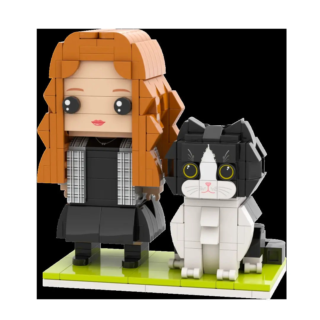 Full Body Customizable Brick Figures Persaonalized Brick Figures with Cat Small Particle Block Toy