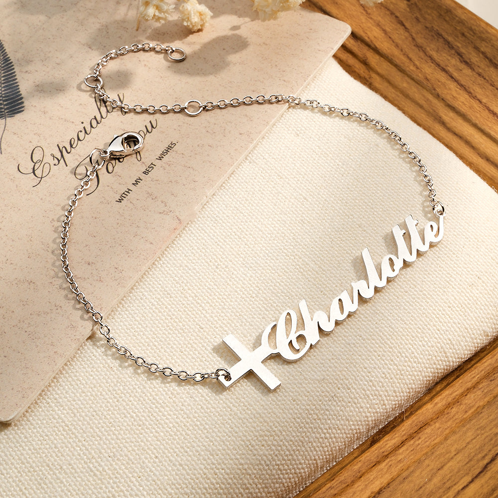 Custom Name Cross Bracelet | Personalized Jewelry for Unique Style