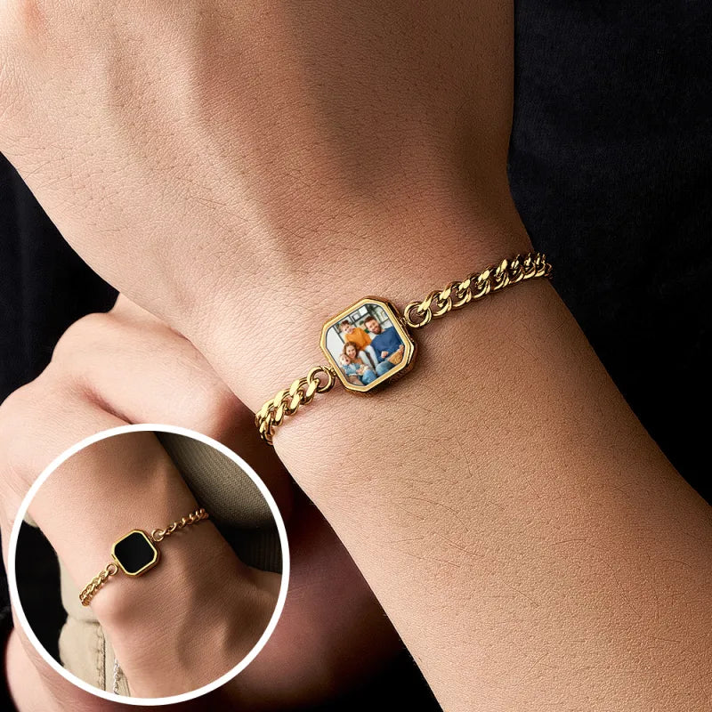 Personalized Temperature-Sensitive Photo Bracelet Magic Photo Men's Bracelet Which Changes Color With Temperature Best Gift For Him