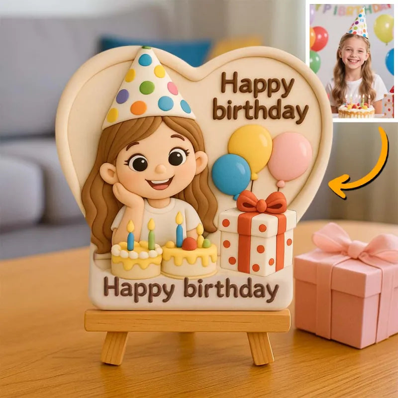 Personalizowana mini figurka 3D z drewnianym stojakiem na prezent urodzinowy